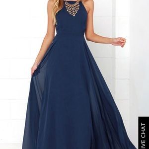 Mystical kind of love navy blue maxi dress